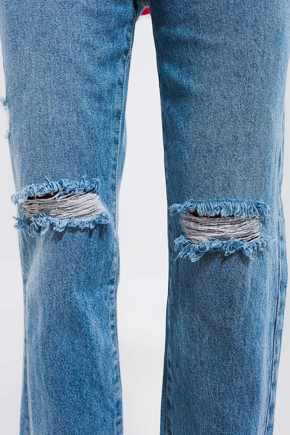 Knee rip jeans in light wash blue - Denim