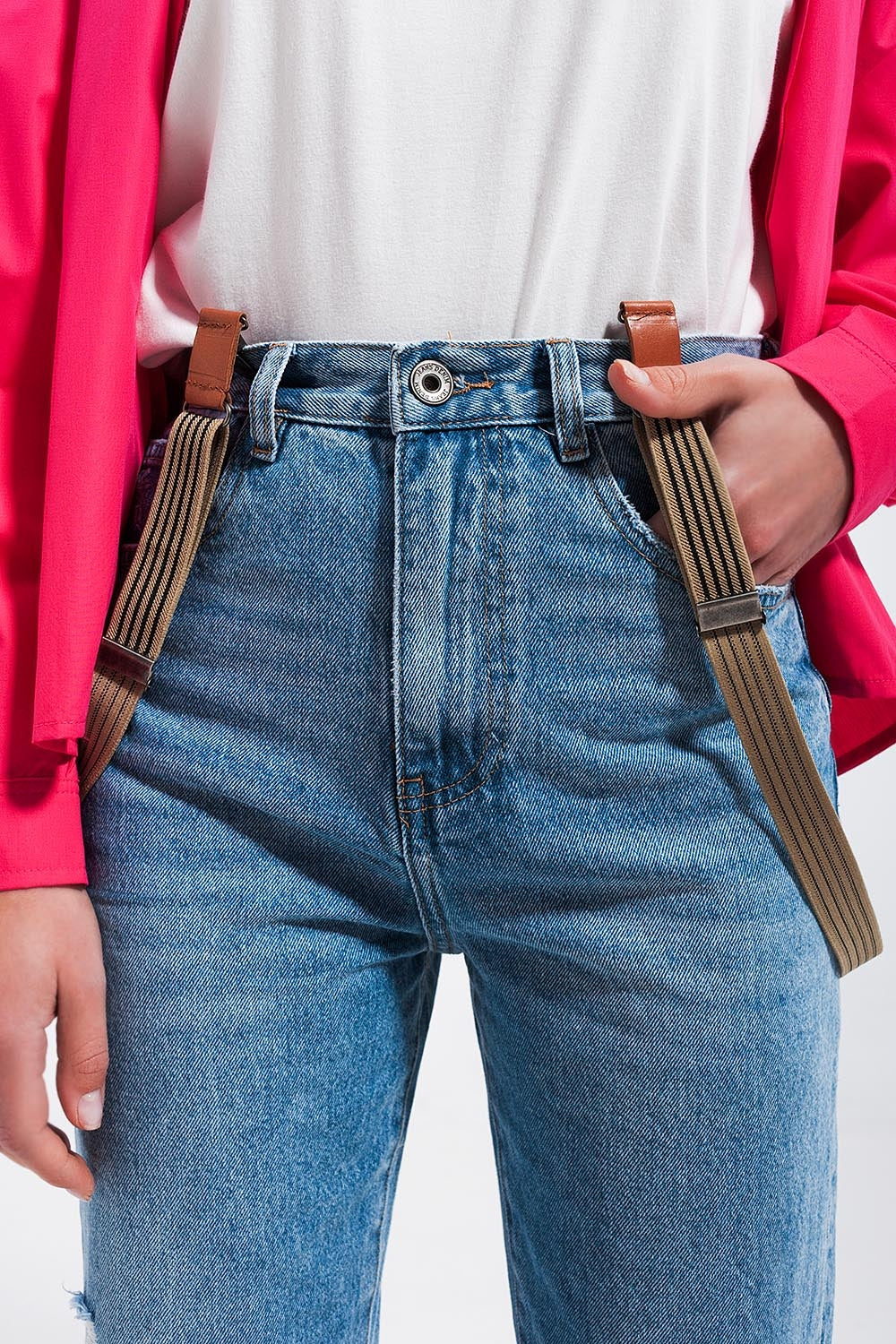 Knee rip jeans in light wash blue - Denim
