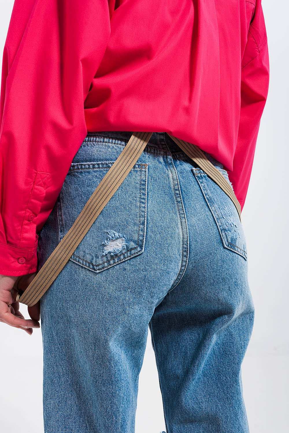 Knee rip jeans in light wash blue - Denim