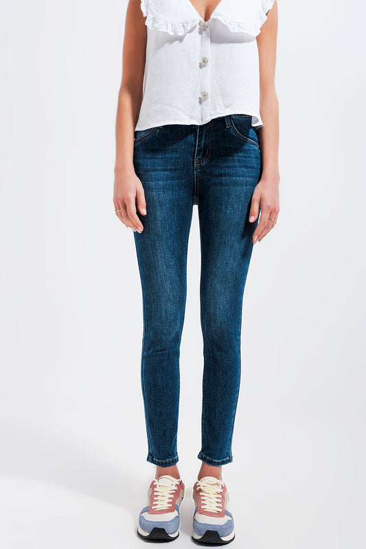 High waisted skinny jeans in dark wash - Denim
