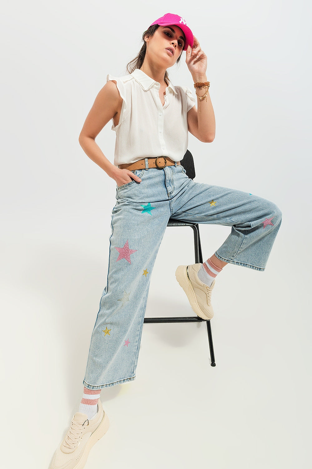Jeans with star print - Denim