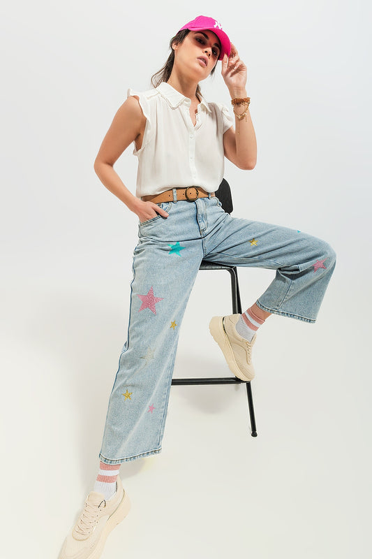 Jeans with star print - Denim