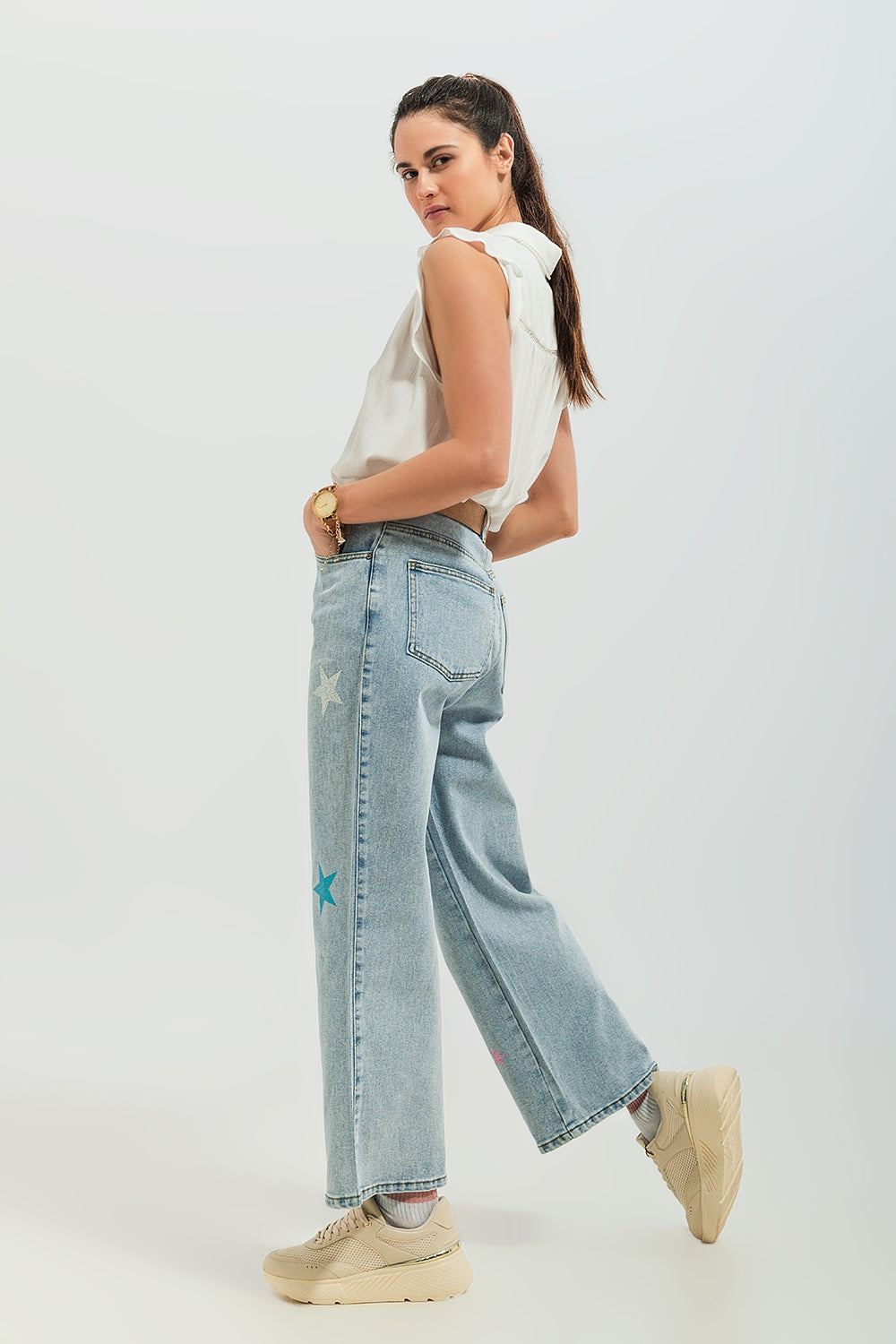 Jeans with star print - Denim
