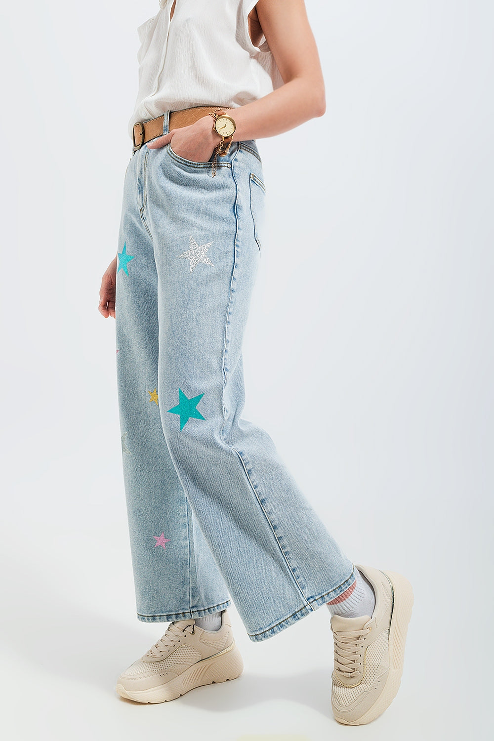 Jeans with star print - Denim