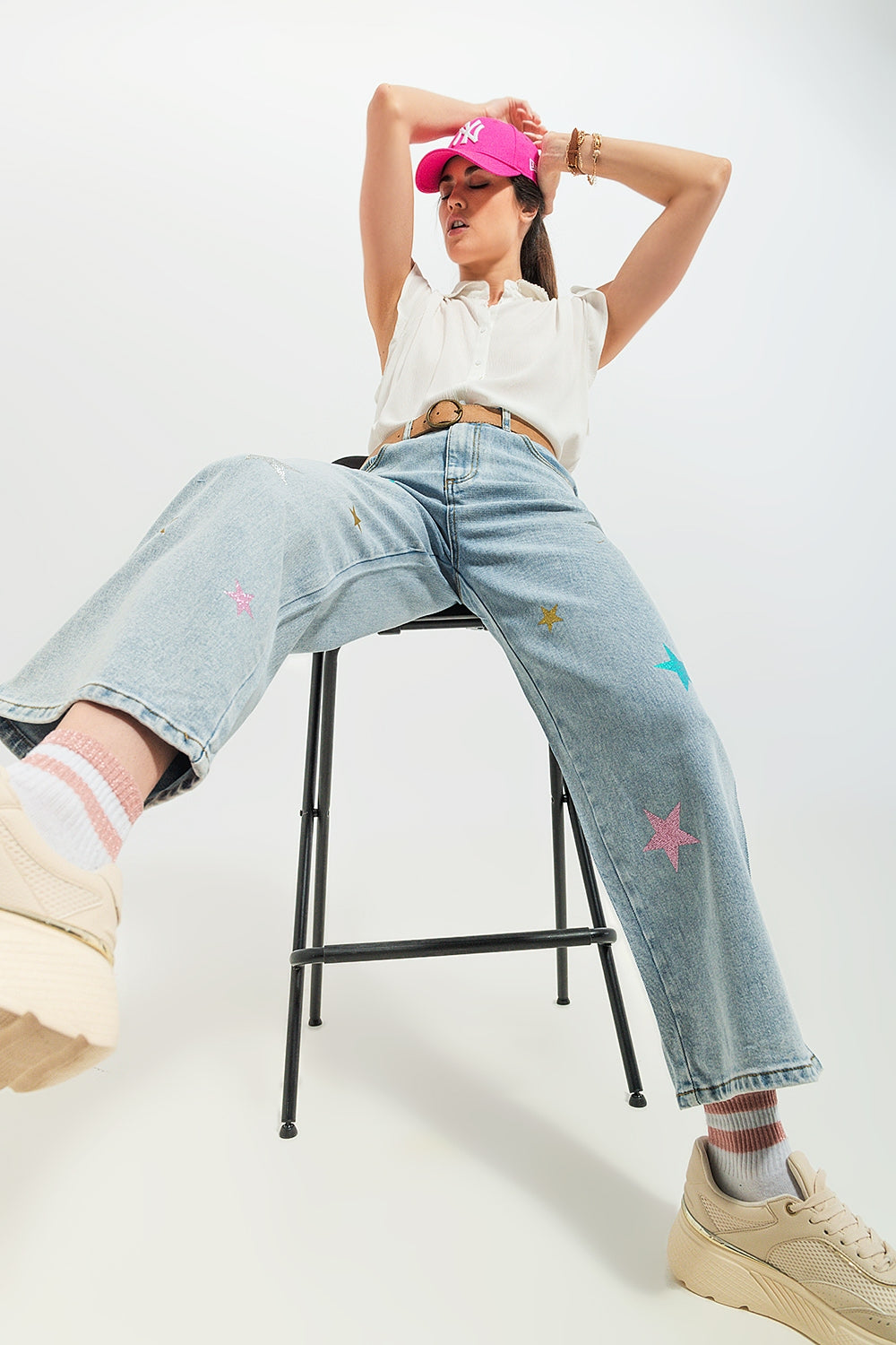 Jeans with star print - Denim
