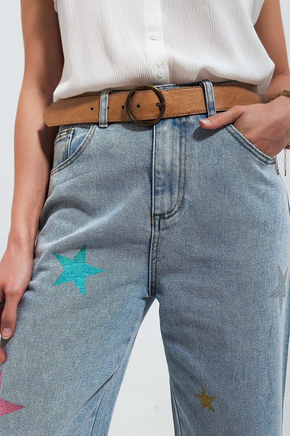 Jeans with star print - Denim
