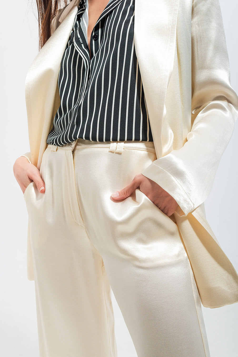 Satin blazer in cream