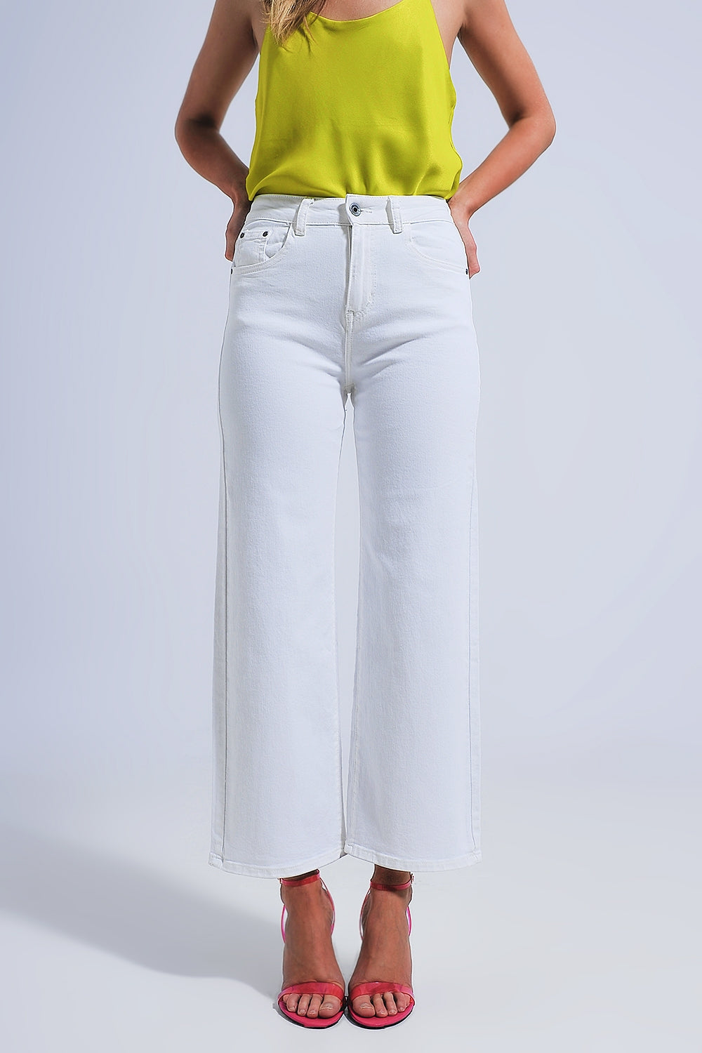 Wide leg jeans in white - Coloured Jeans
