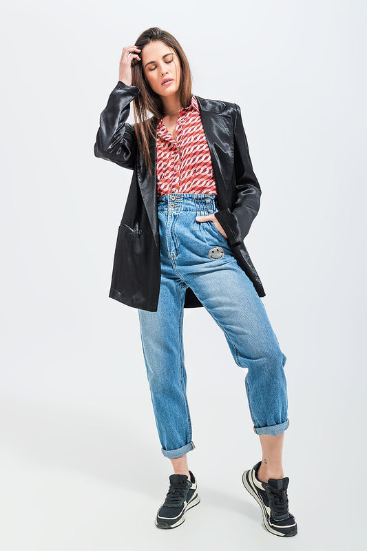 Satin blazer in black - blazer