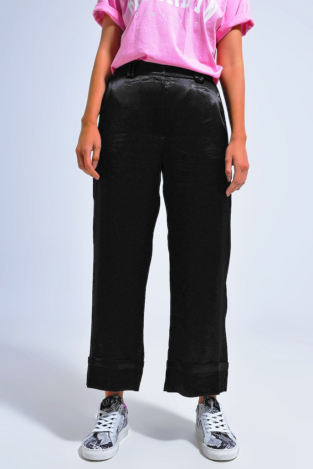 Satin wide leg suit Pants in black - trousers