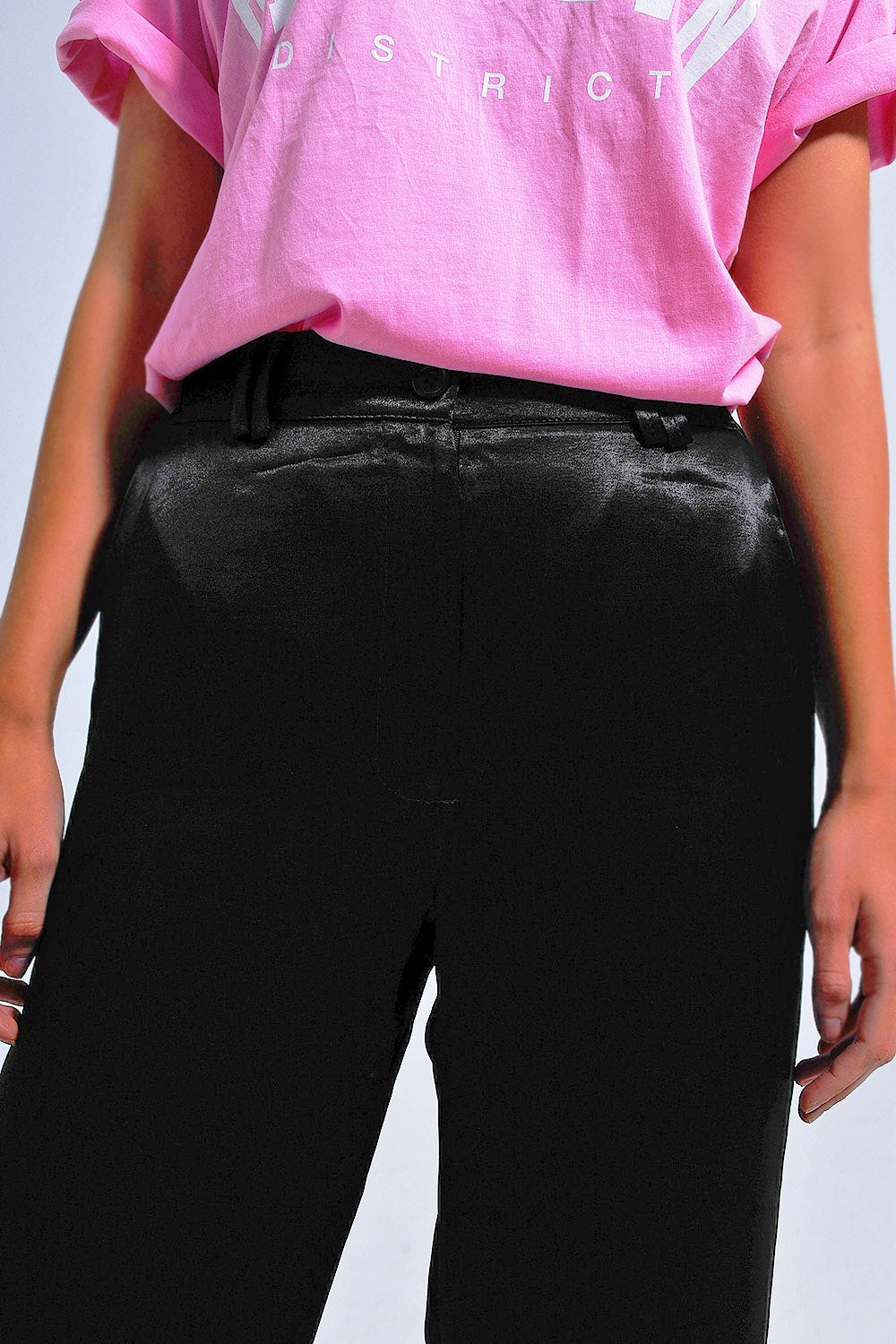 Satin wide leg suit Pants in black - trousers