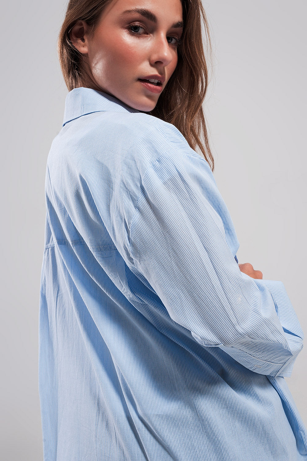Cotton oversized shirt in light blue - Shirts
