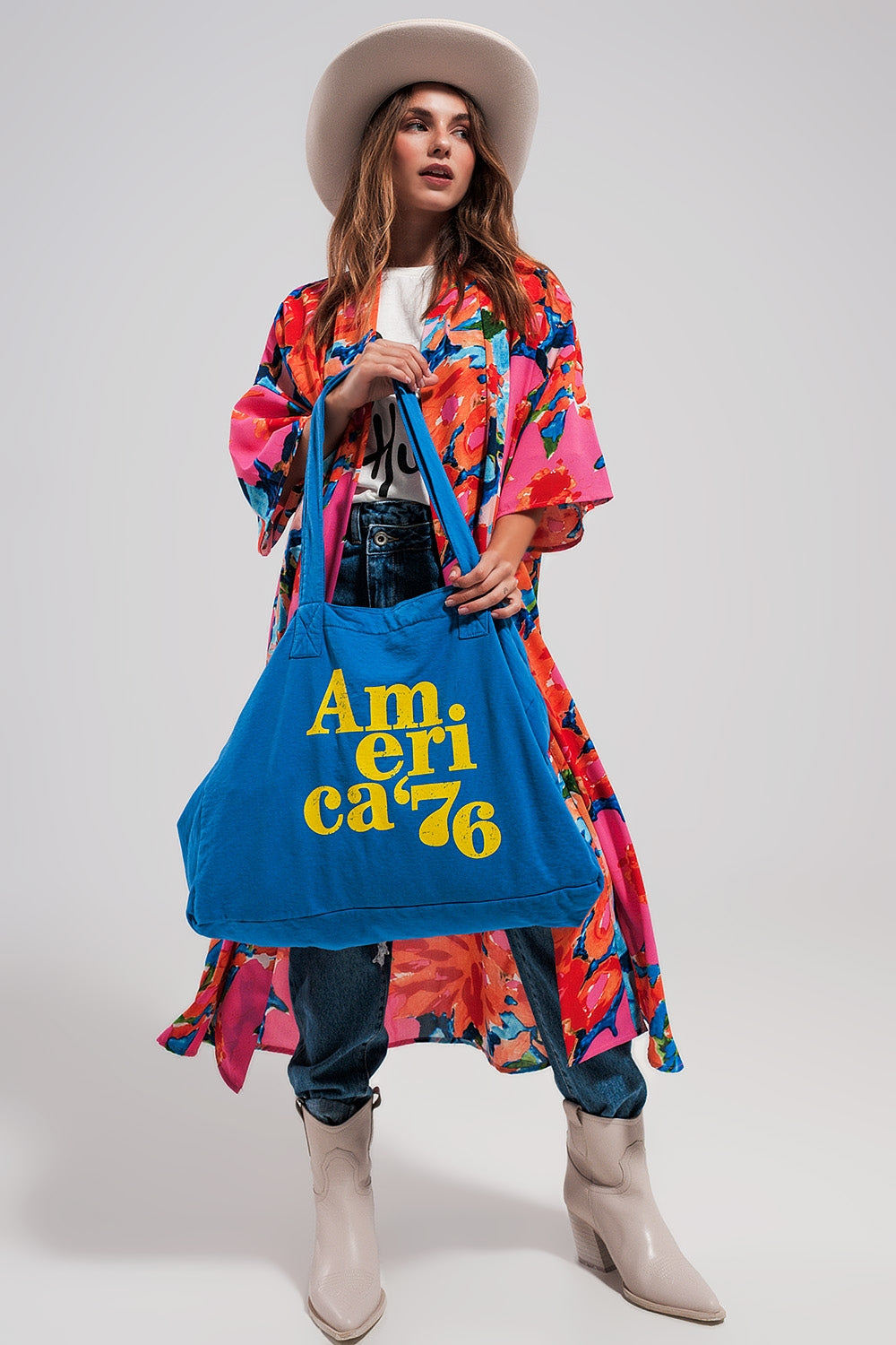 AMERICA 76 canvas tote bag in blue