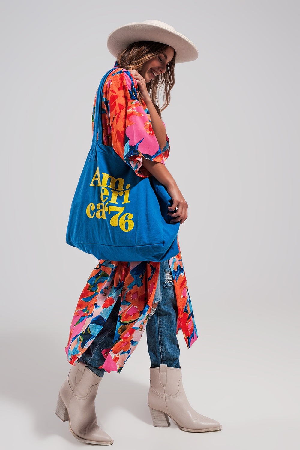 AMERICA 76 canvas tote bag in blue