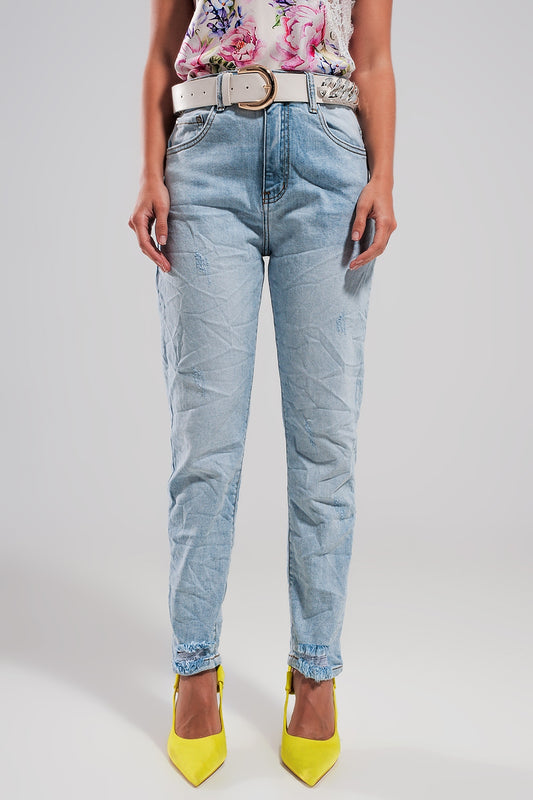 High waisted ripped jeans in light blue - Denim