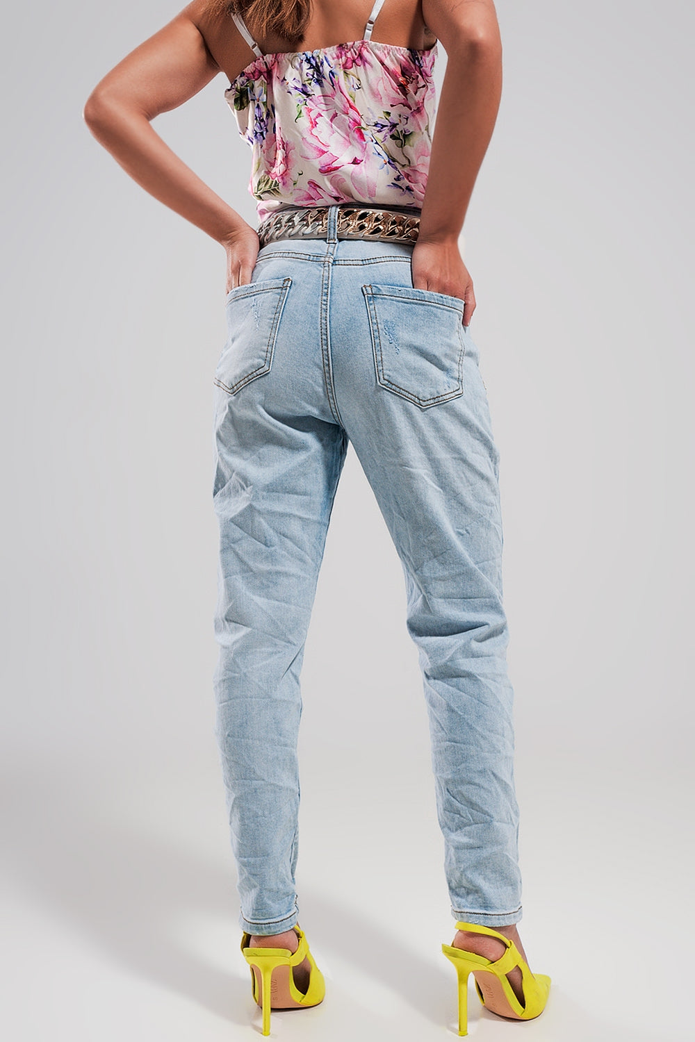 High waisted ripped jeans in light blue - Denim