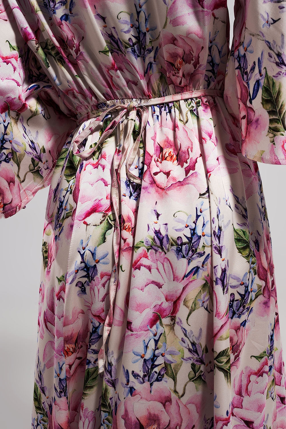 Flutter sleeve maxi dress in pink floral print - dress