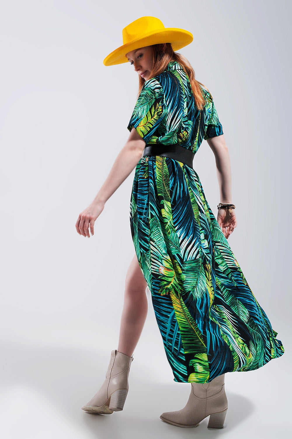 Maxi shirt dress in tropical print - dress