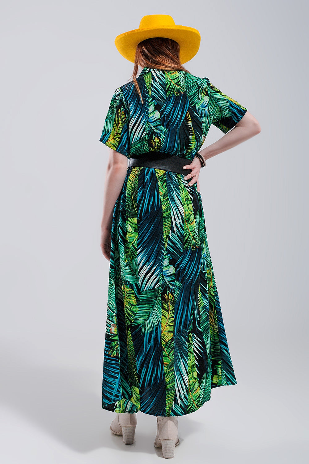 Maxi shirt dress in tropical print - dress