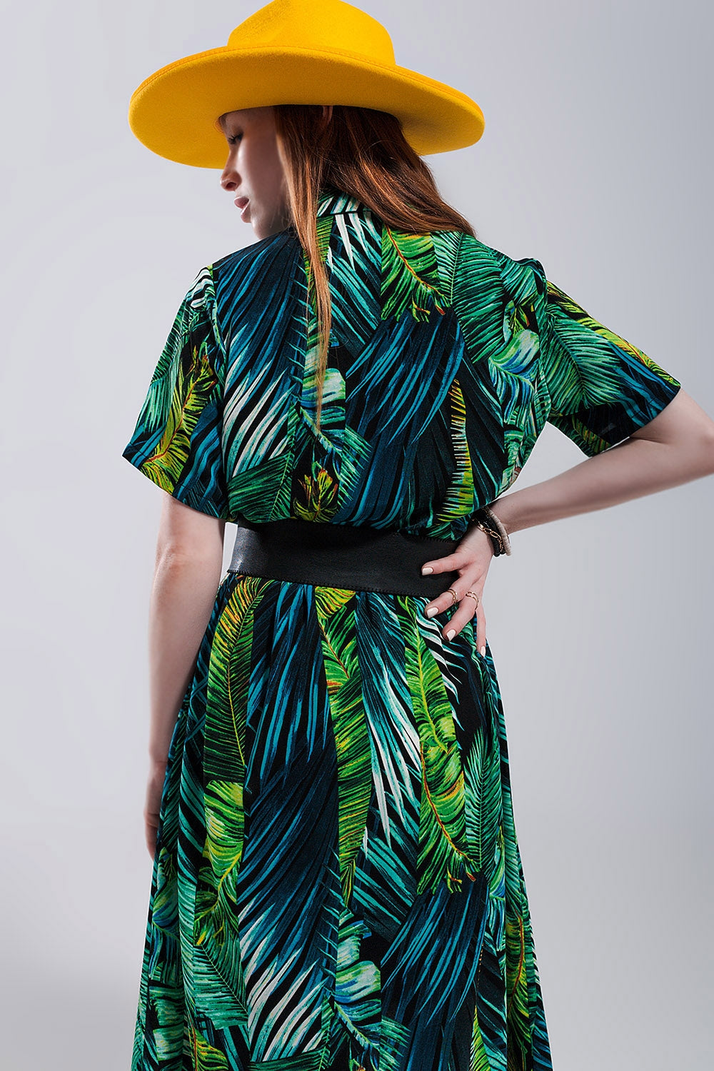 Maxi shirt dress in tropical print - dress