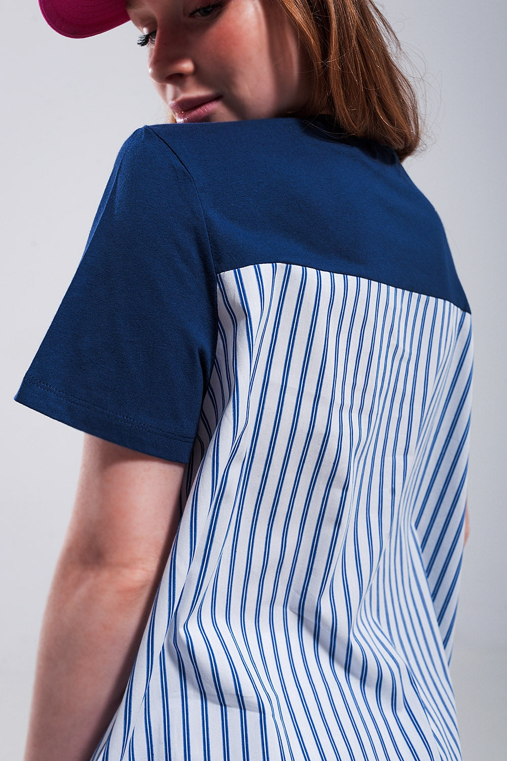 Half and half t shirt in blue - top