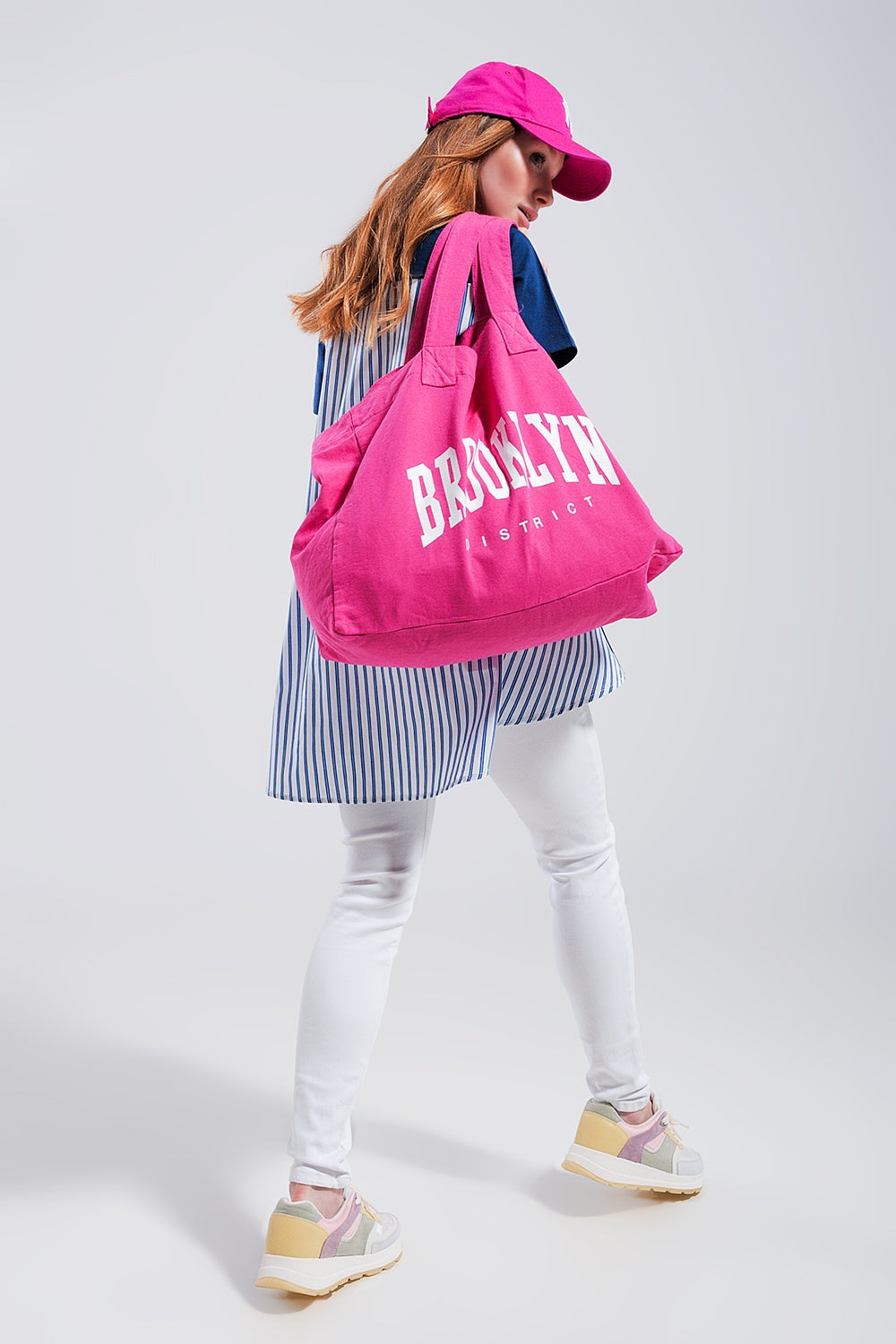 Brooklyn canvas tote bag in fuchsia