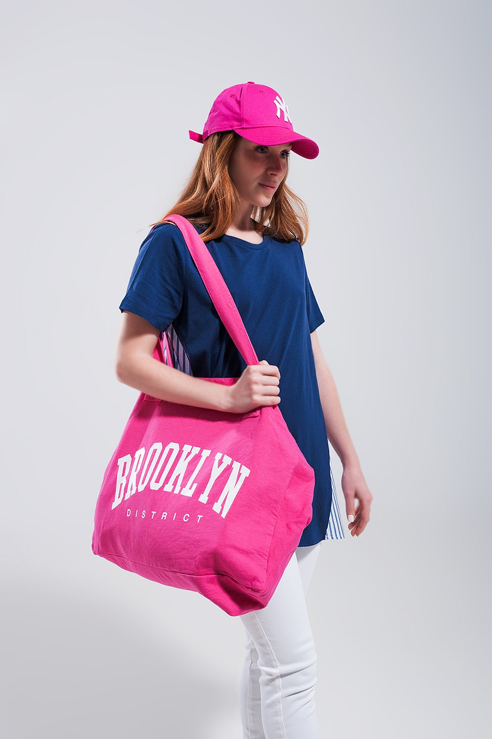 Brooklyn canvas tote bag in fuchsia