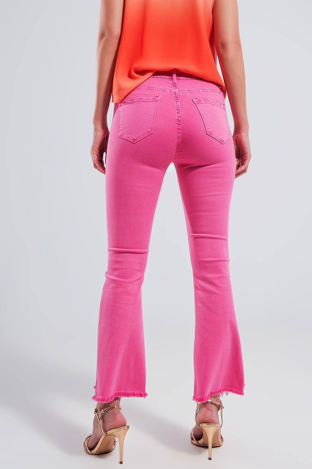 Straight Pants in fuchsia with wide ankles - Coloured Jeans