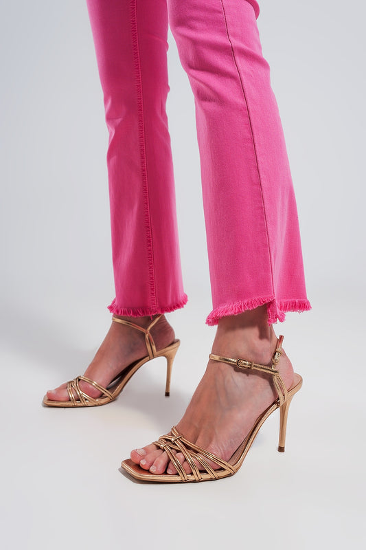 Straight Pants in fuchsia with wide ankles - Coloured Jeans
