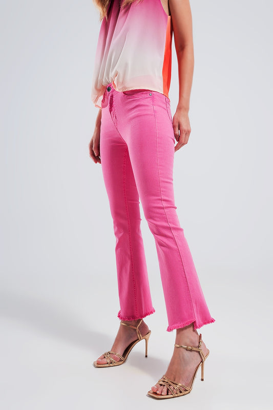 Straight Pants in fuchsia with wide ankles - Coloured Jeans