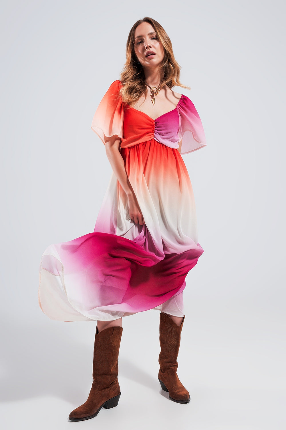 Ombre sweetheart maxi dress in fuchsia - dress