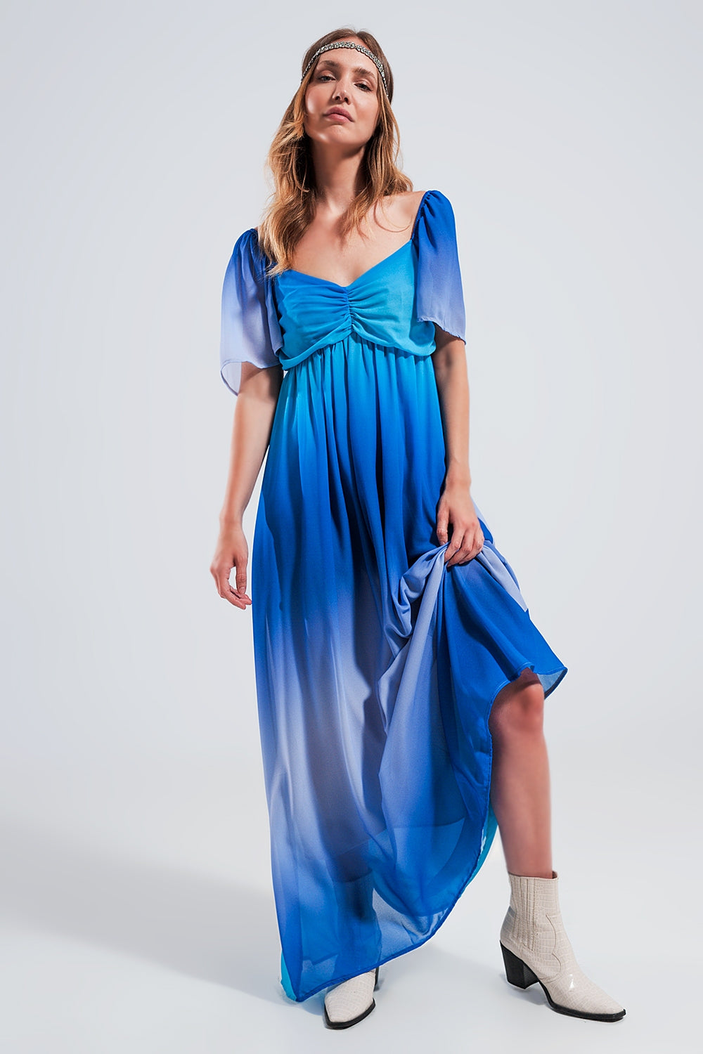 Ombre sweetheart maxi dress in blue - dress