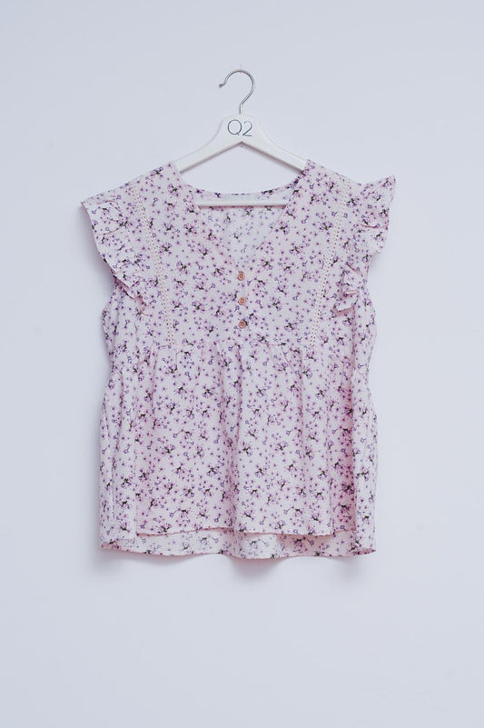 Ruffle detail blouse in lilac - top