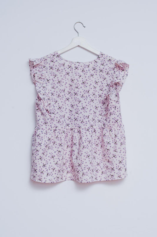 Ruffle detail blouse in lilac - top