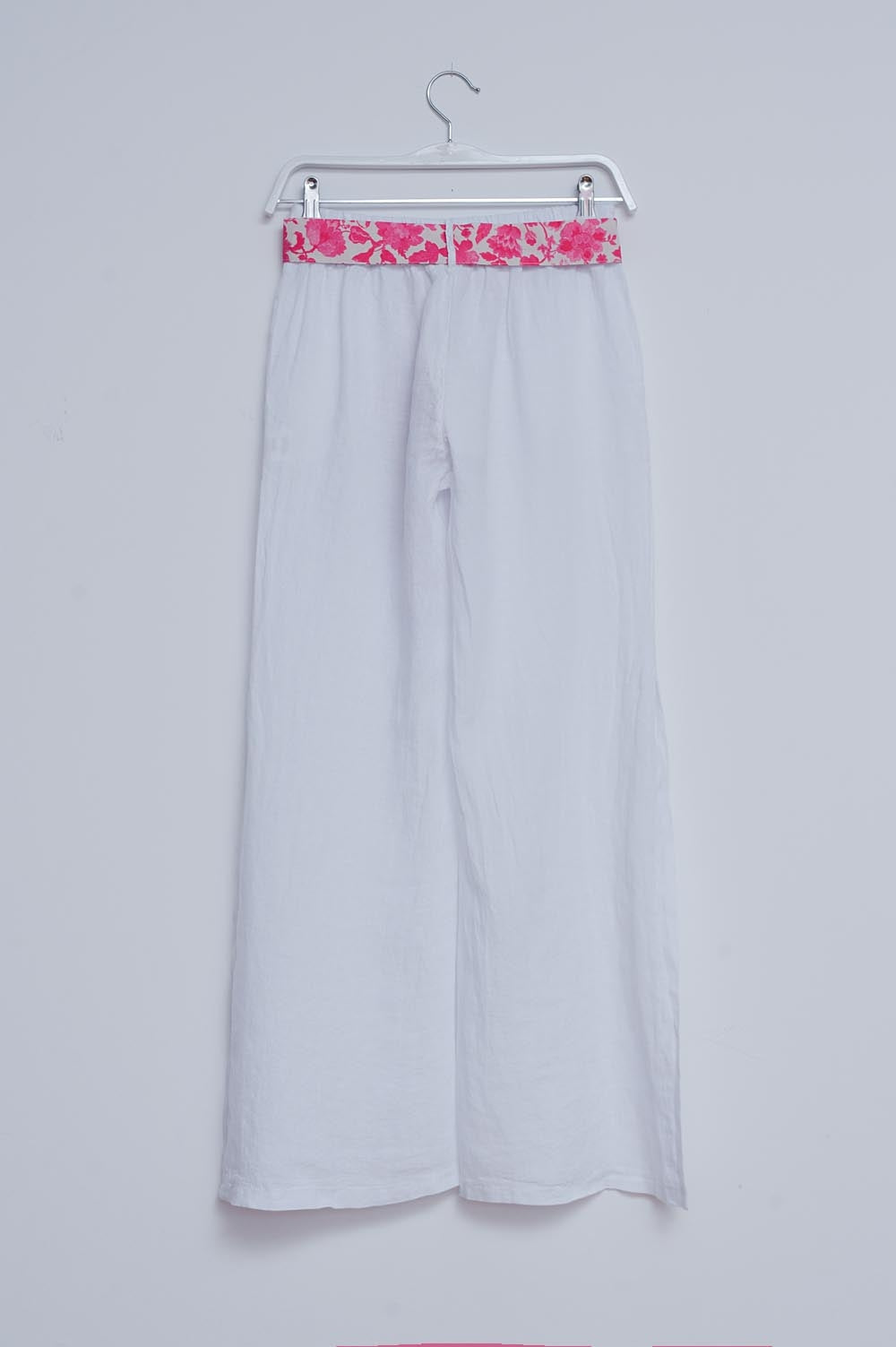 Linen Wide leg pants with side splits in white - trousers