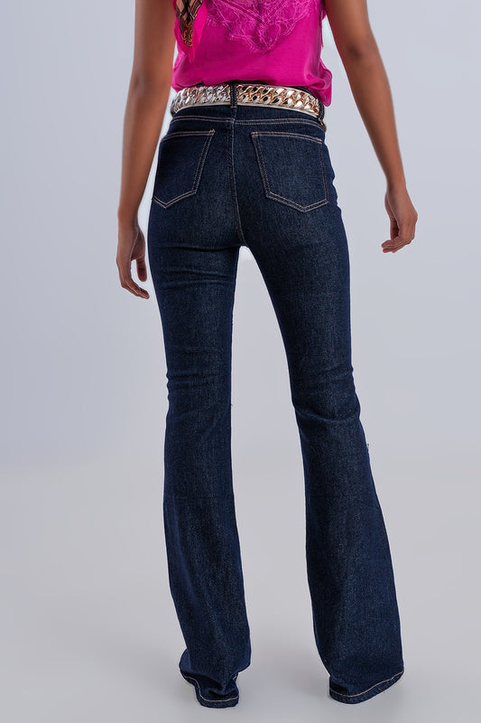 Flare sky high jeans in dark wash - Denim