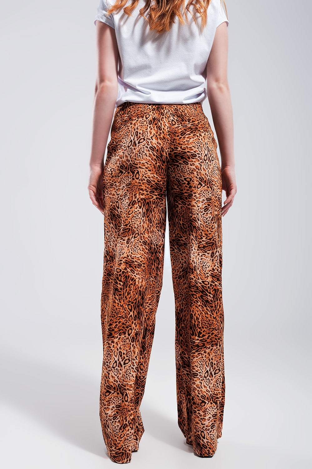 Leopard print wide leg pants in Brown - trousers