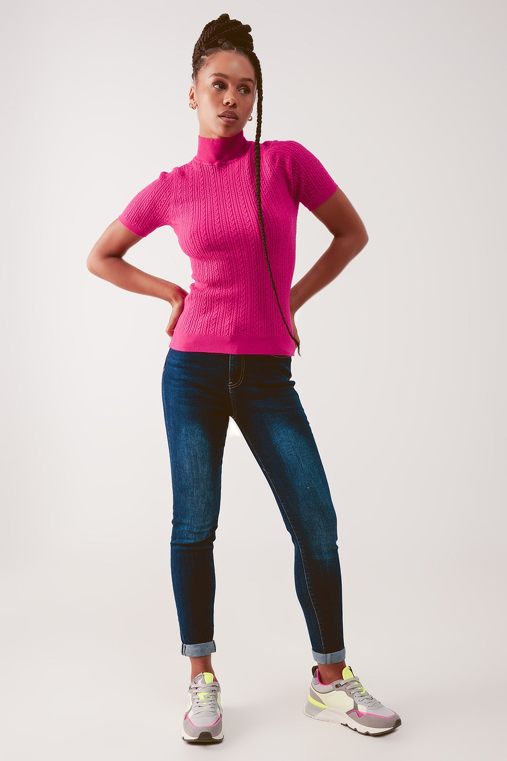 High waist skinny jeans in dark wash blue - Denim