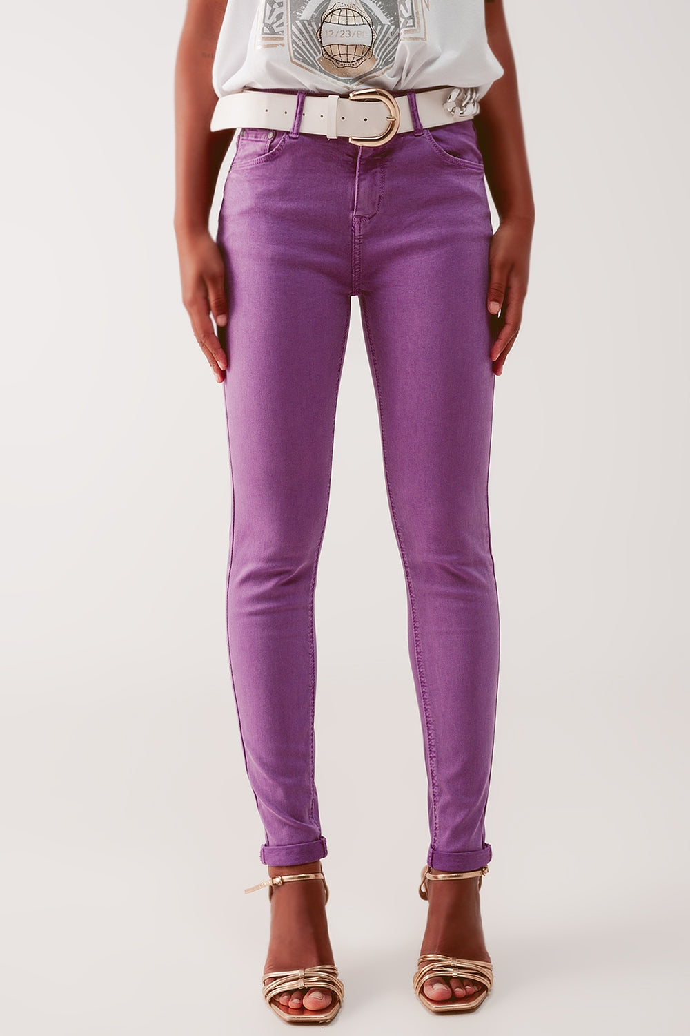 High waisted skinny jeans in purple - Coloured Jeans