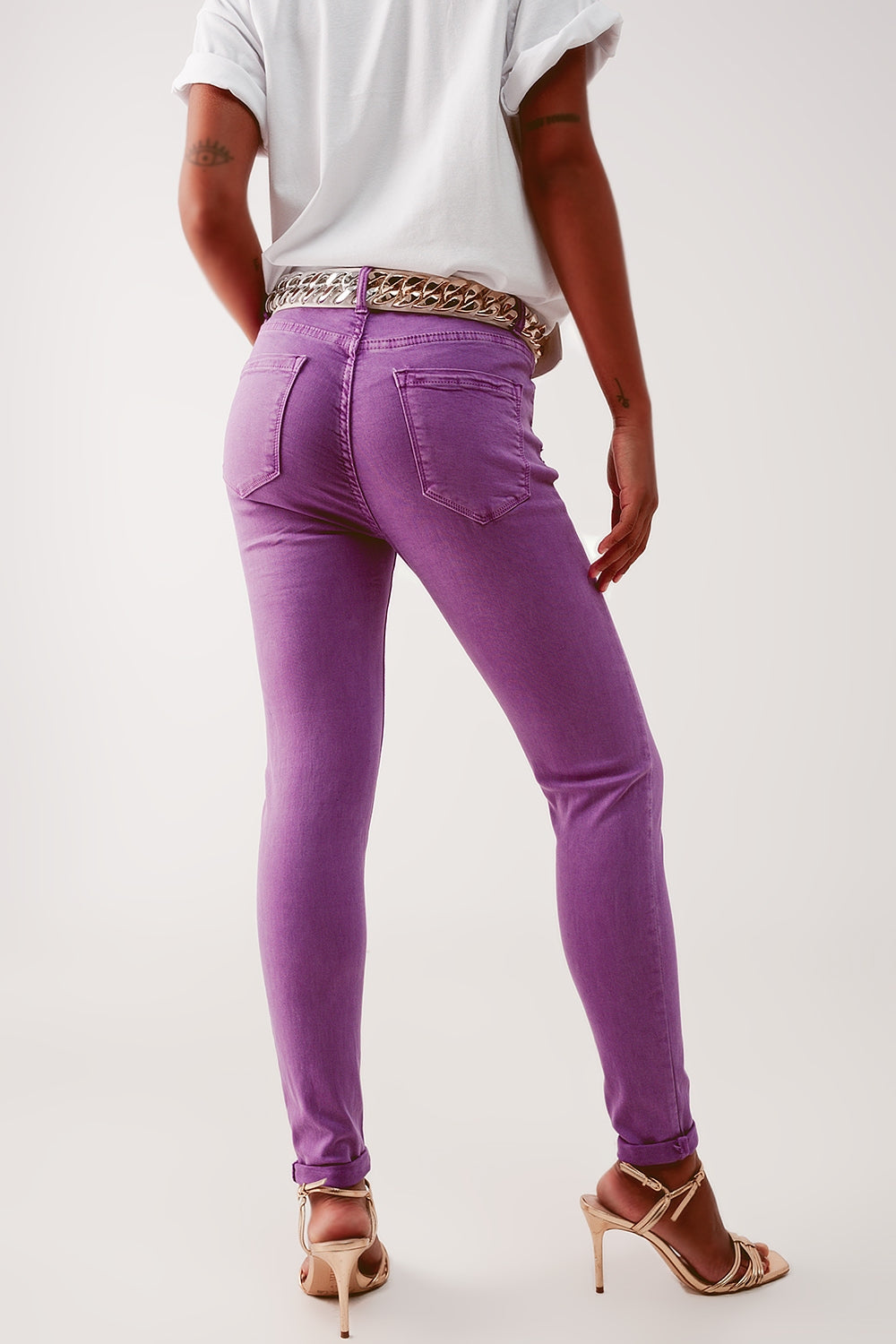 High waisted skinny jeans in purple - Coloured Jeans