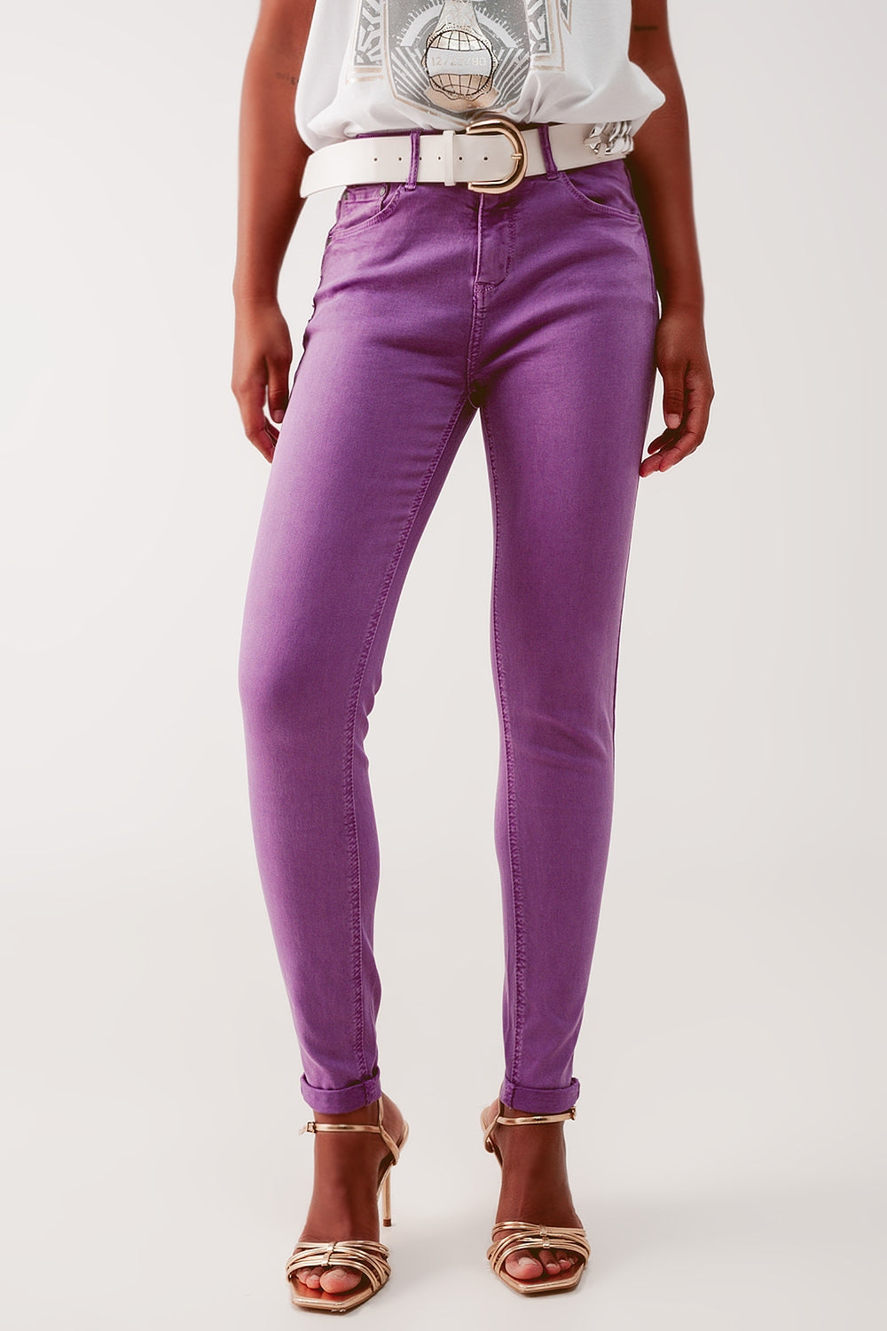 High waisted skinny jeans in purple - Coloured Jeans
