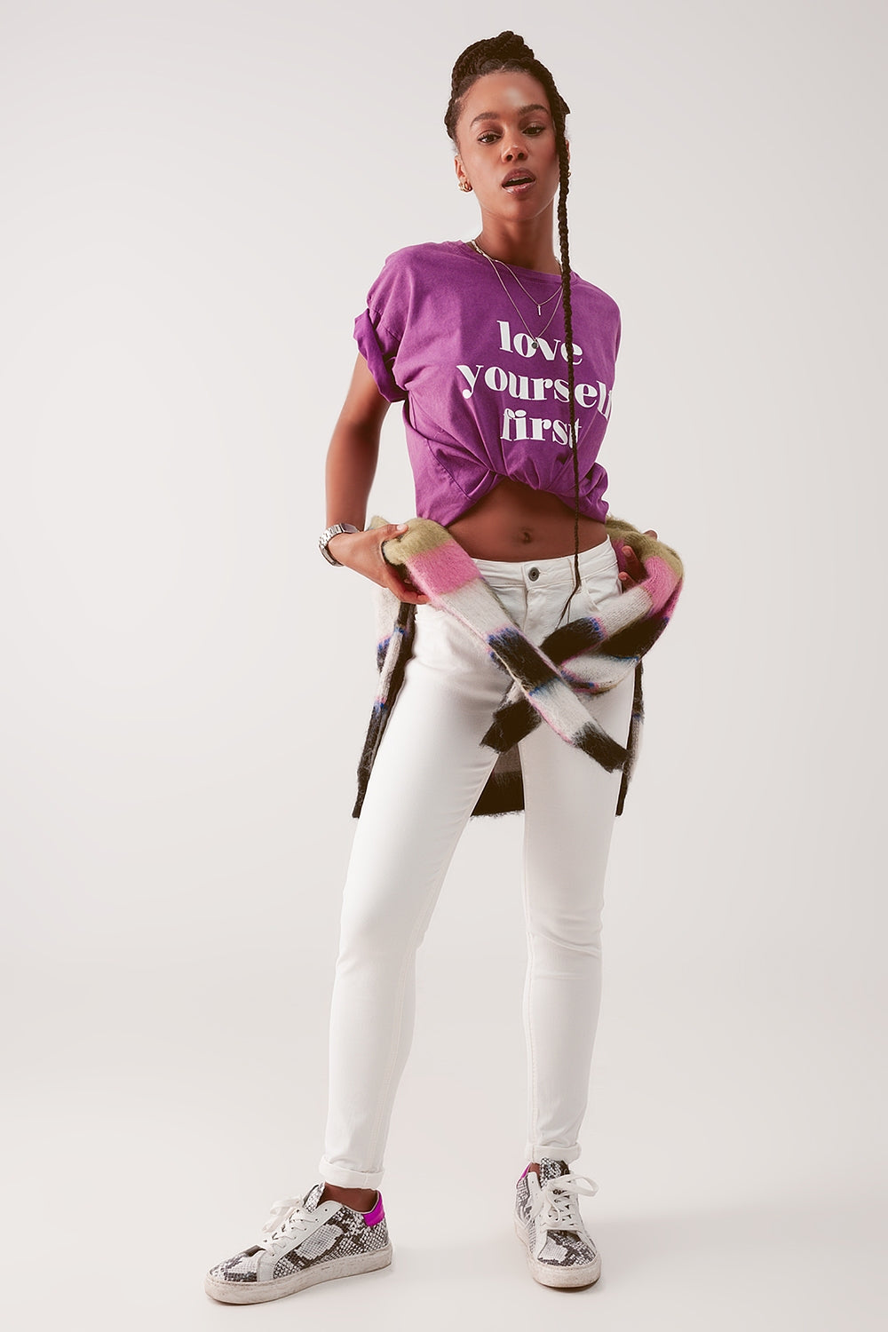 High waisted skinny jeans in cream - Coloured Jeans