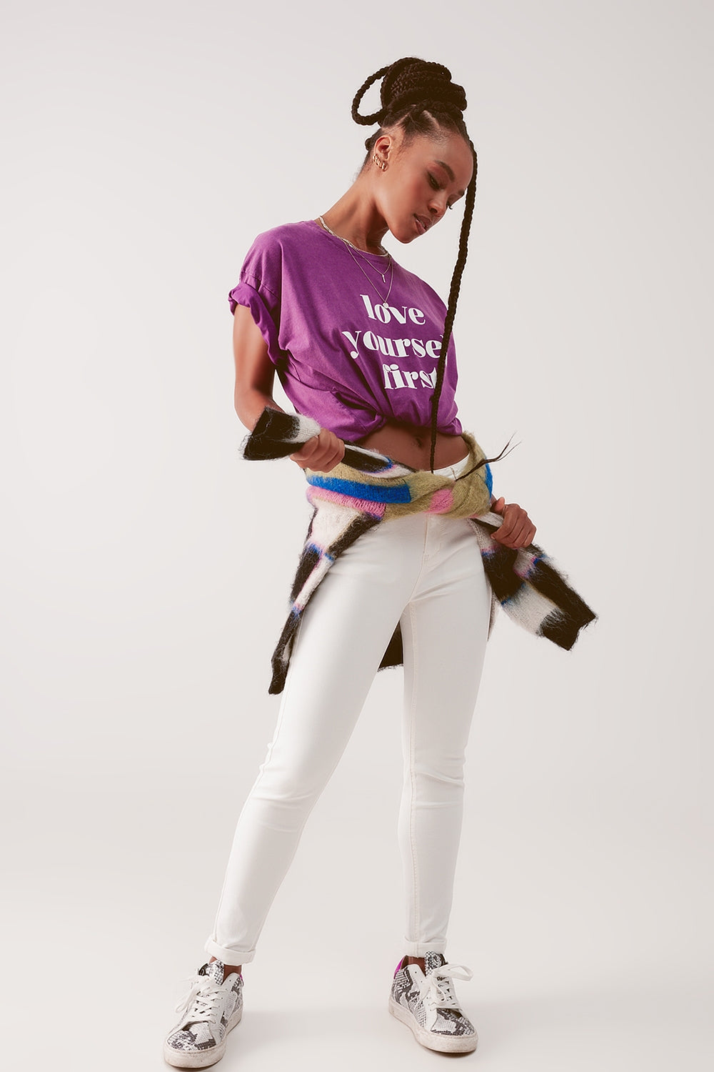 High waisted skinny jeans in cream - Coloured Jeans