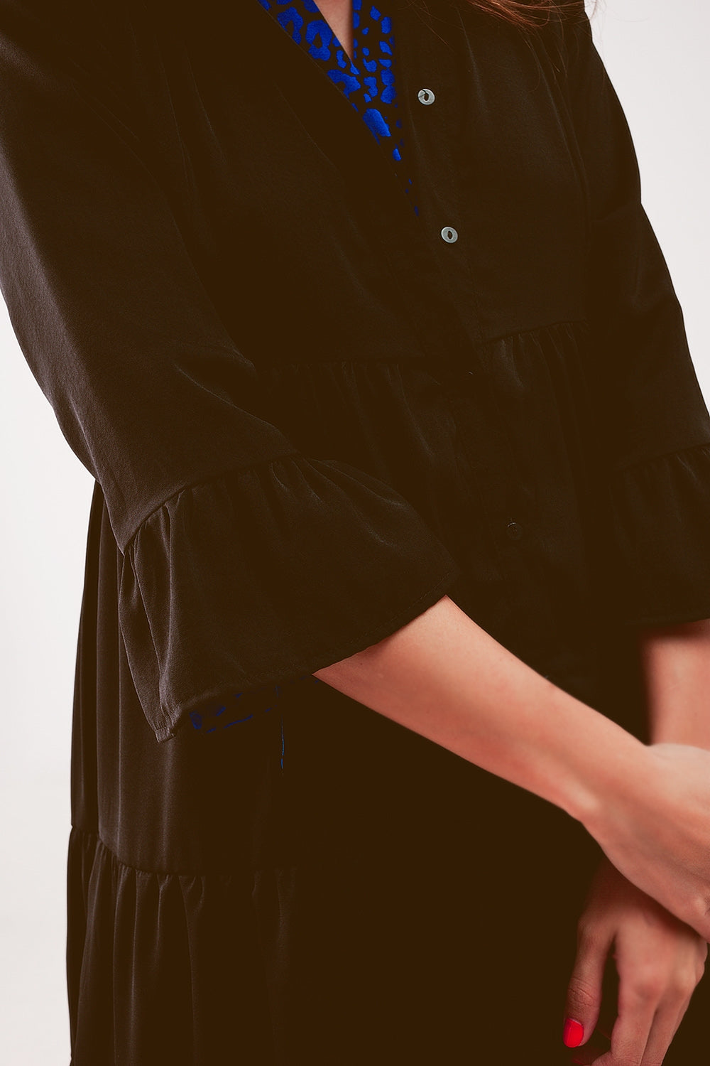 Tiered smock mini dress in black - dress
