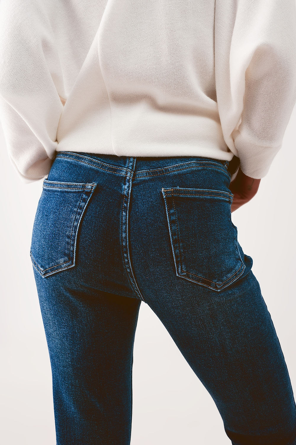 High waisted skinny jeans in mid wash - Denim