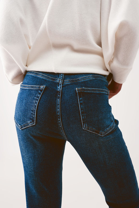High waisted skinny jeans in mid wash - Denim