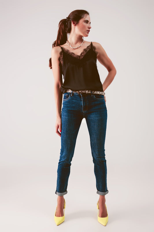 High rise skinny jeans in midwash blue - Denim