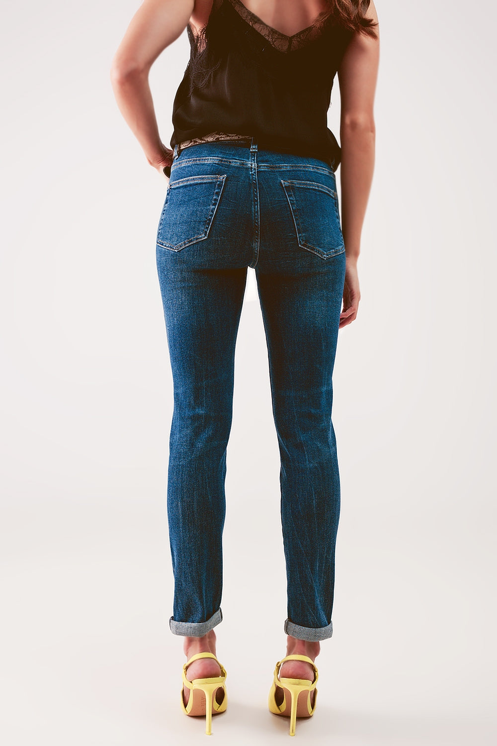 High rise skinny jeans in midwash blue - Denim