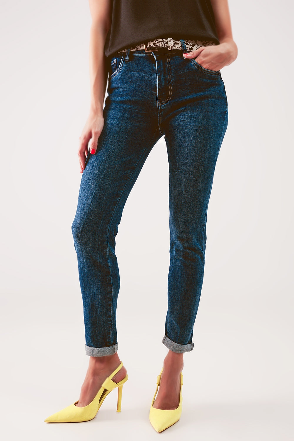 High rise skinny jeans in midwash blue - Denim