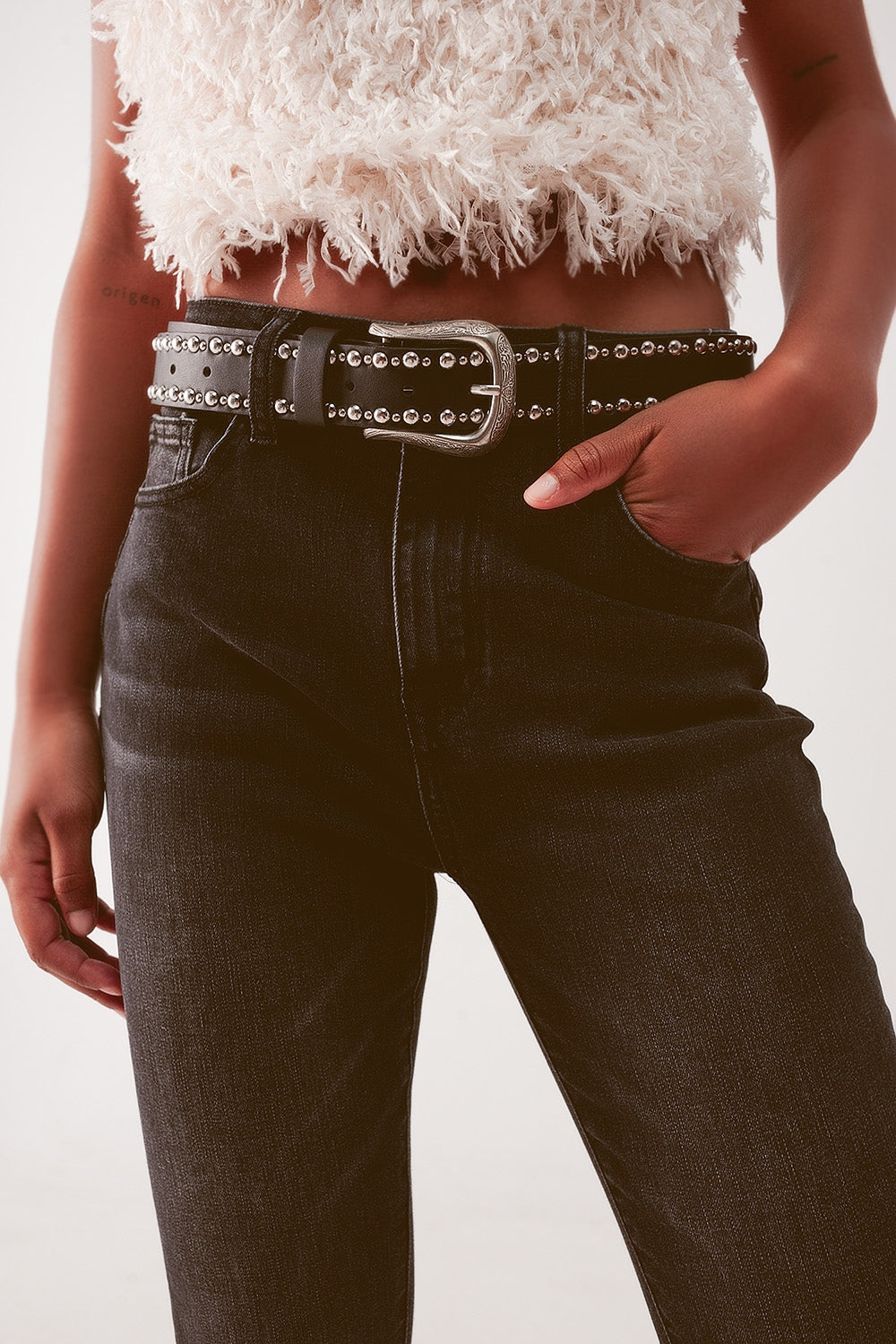 Super high waist skinny jeans in washed black - Coloured Jeans